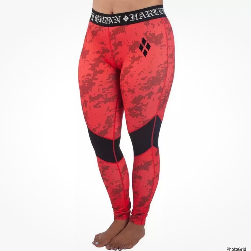 The Harley Quinn XL red and black costume leggings NWT